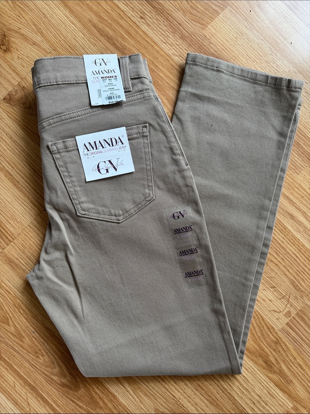 Gloria Vanderbilt ‘Amanda’ Straight Leg Khaki Pants 🔅 8 Short